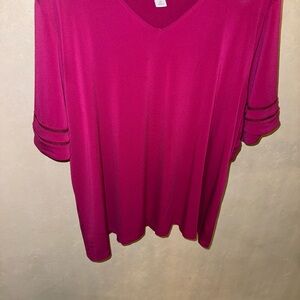 Liz Claiborne Fuchsia V-Neck Blouse